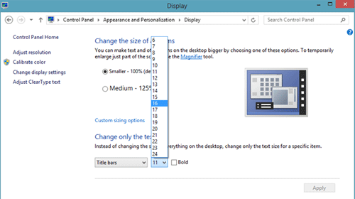 Windows 8 Display Properties